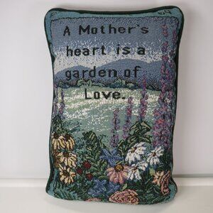 Tapestry Pillow "A Mother's Heart is a Garden of Love" hunter green firm MOM